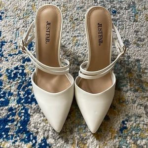 White slip in heels from just fab